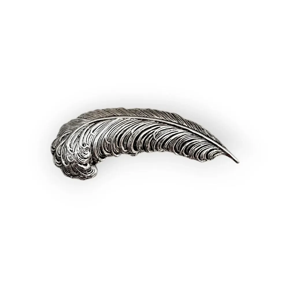 Sarah Coventry Silver-Tone Feather Vintage Brooch Elegant Textured Statement Pin
